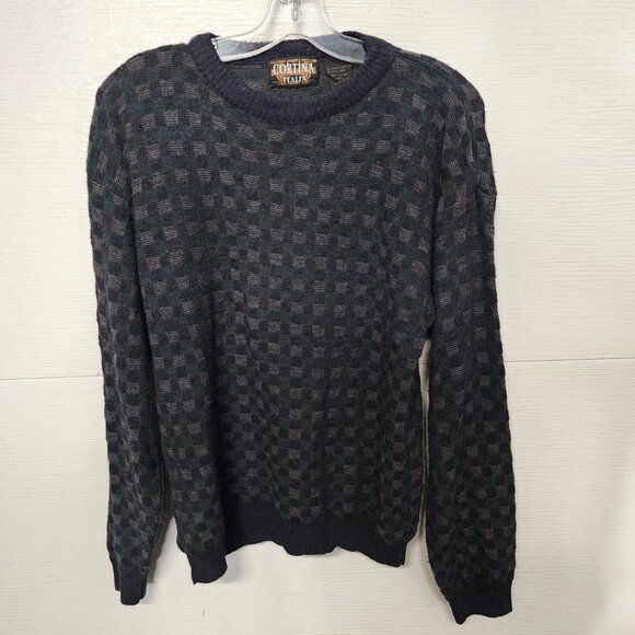 Vintage Cortina Italia Wool-Blend Checkered Sweater - Picture 1 of 4